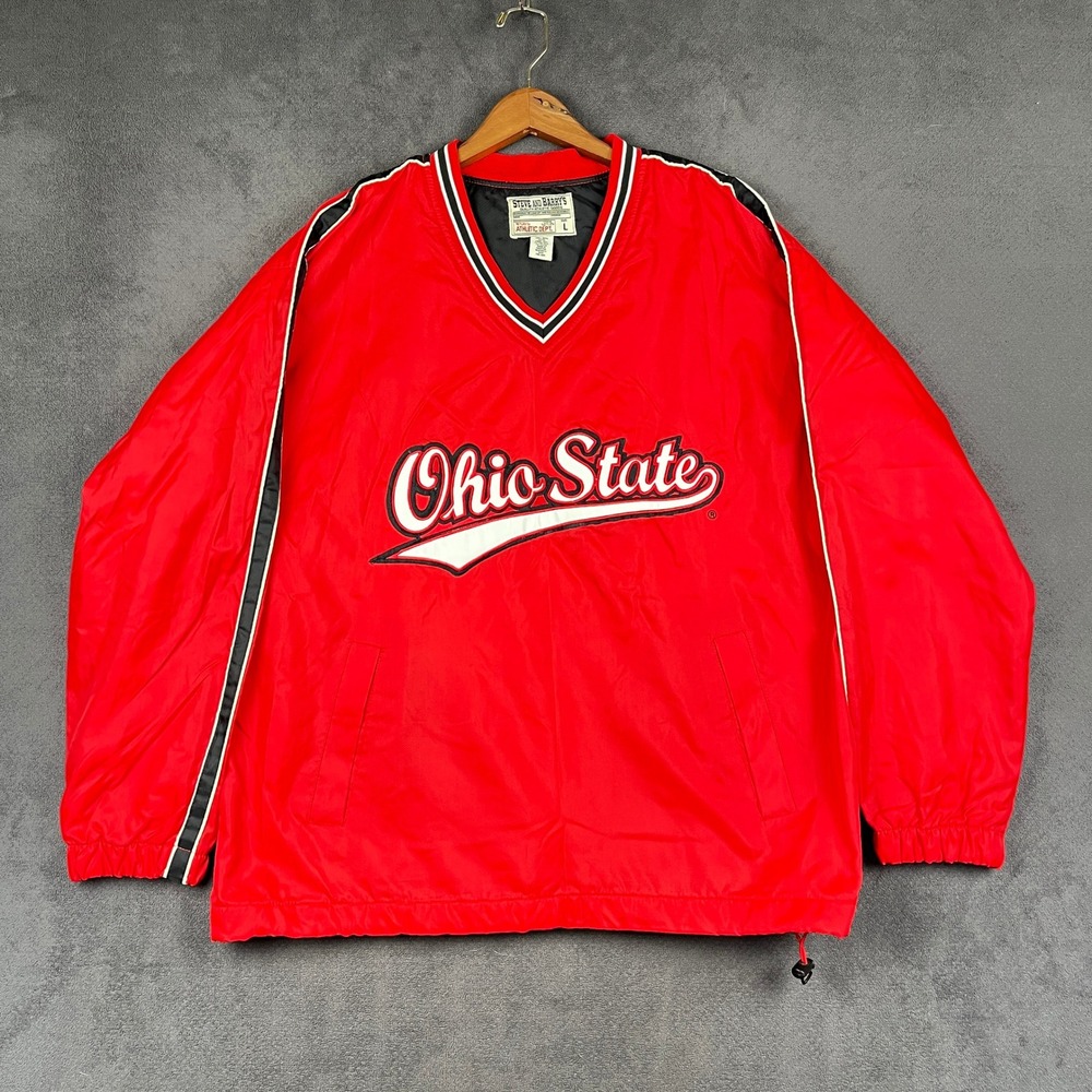 Ohio State Steve and Barrys Windbreaker Mens Large Red V Neck Pullover Lined